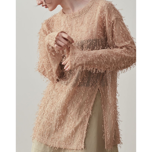 shaggy sheer slit pullover N10667