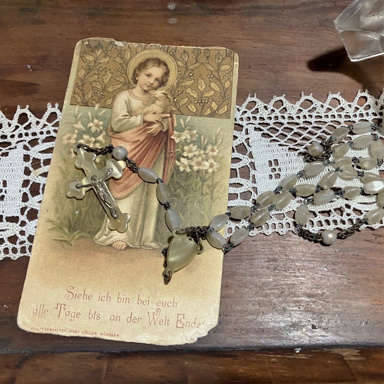 白いロザリオ セルロイドクロス ドイツ
