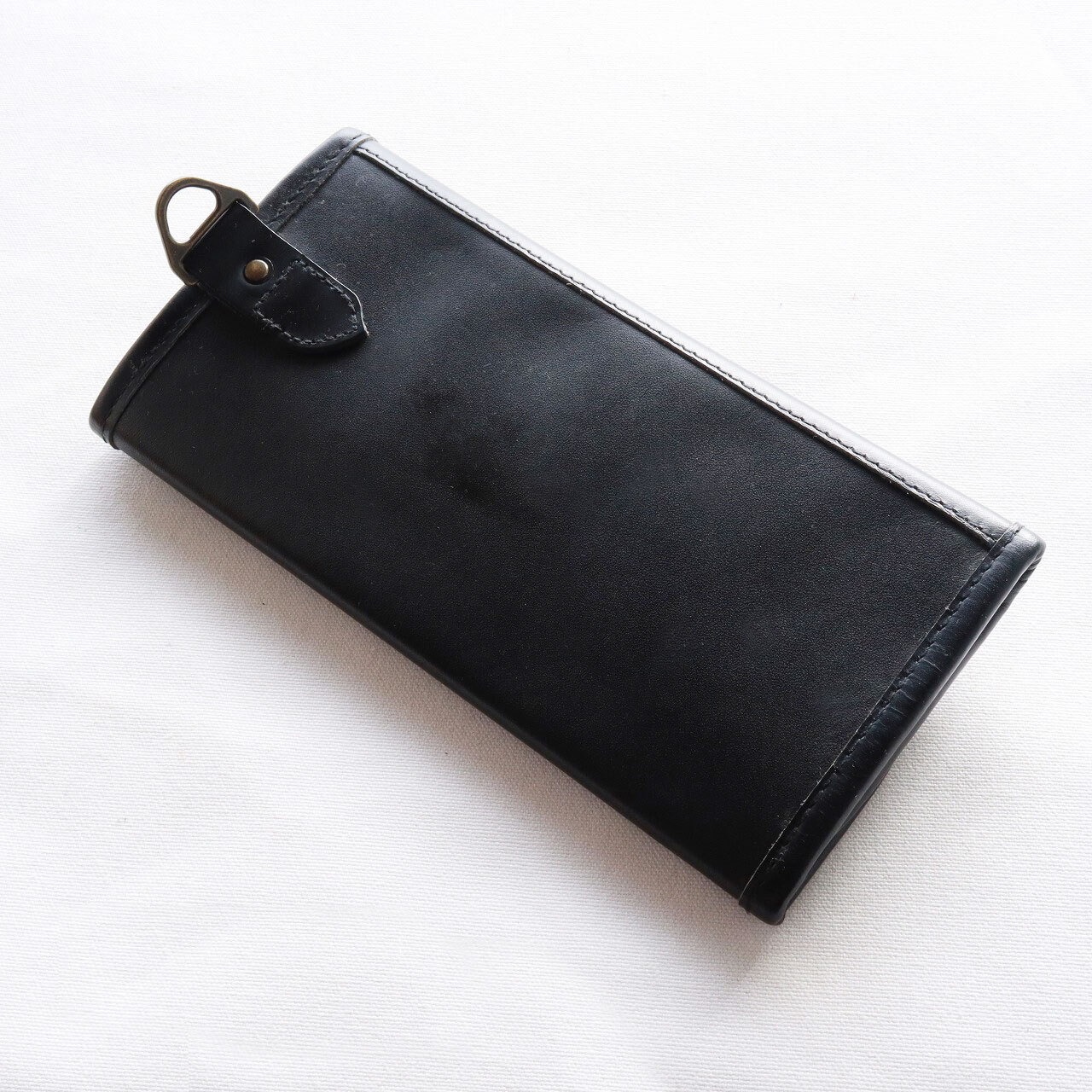 【20日まで】【Dead Stock Items】長財布 / Leather long wallet / ブラック レザー × ビンテージローズ ヘンプコットン