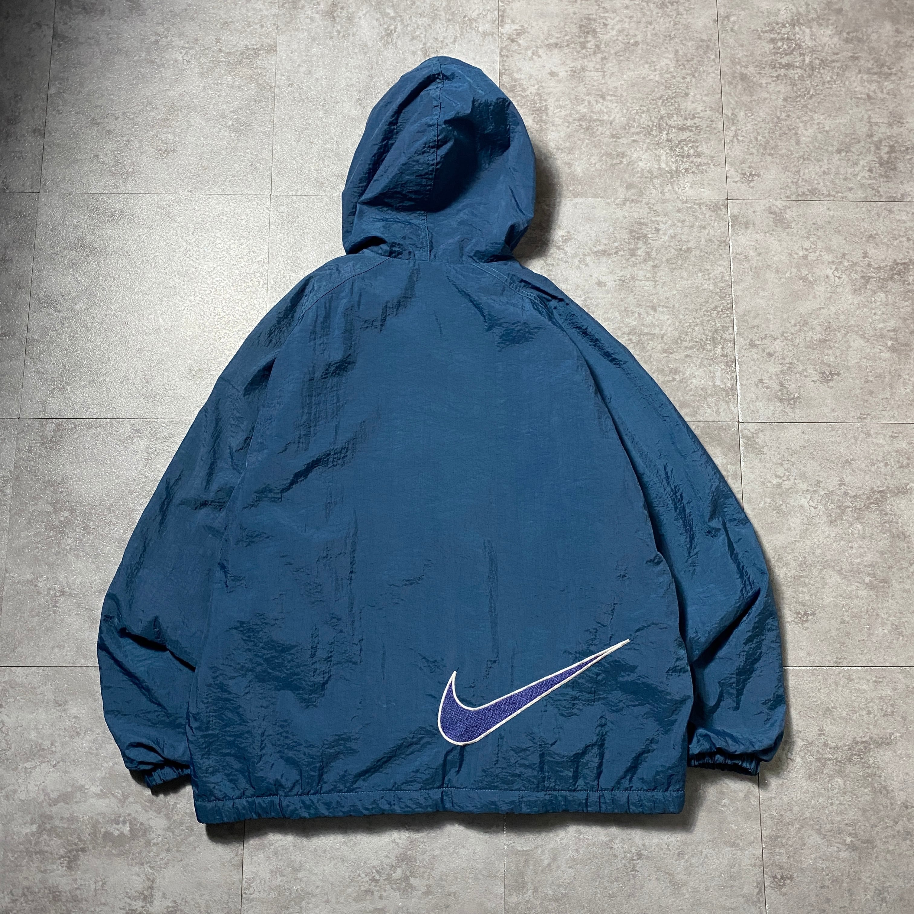 90's NIKE ナイキ スウォッシュ 両面刺繍 中綿 裏地キルティング