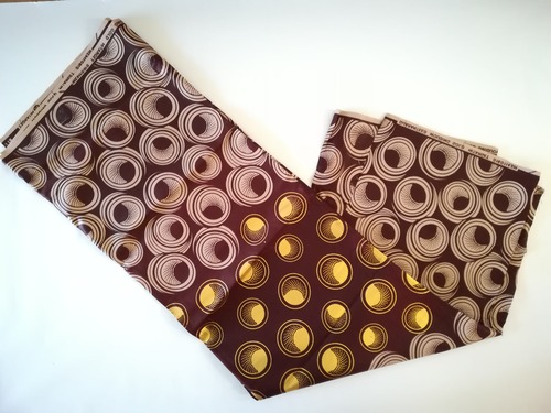 【西アフリカWAX布】栗きんとん（裁縫用）０．５ヤード単位切り売り