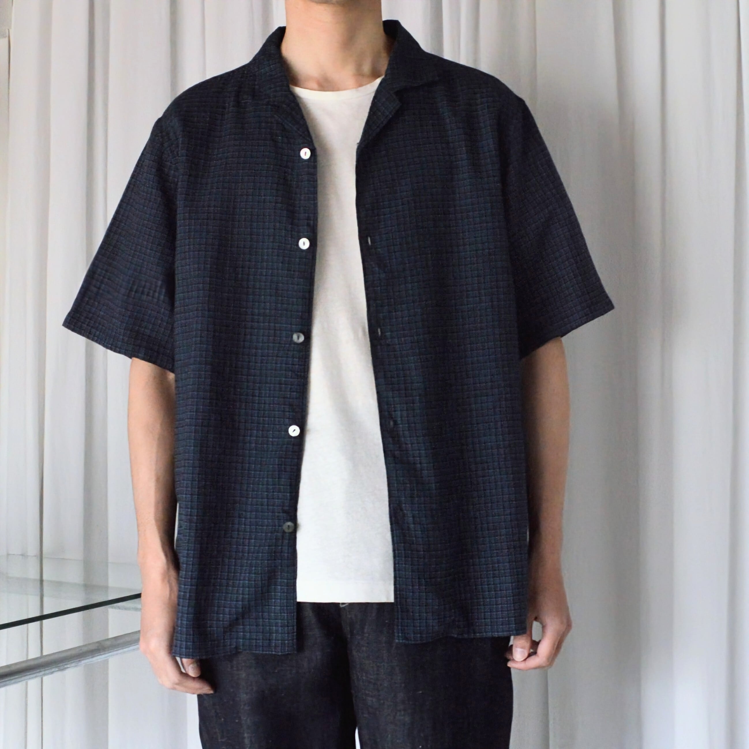 RESTOCK】MITTAN / SH-153 毛亜麻格子開襟シャツ | MA STORE