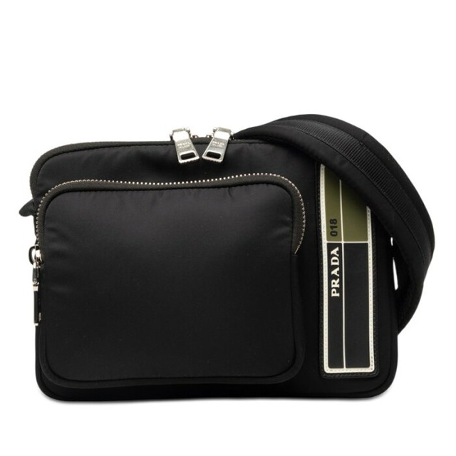 プラダ ロゴ ショルダーバッグ 2VH088 ブラック マルチカラー ナイロン ラバー レディース PRADA 【中古】