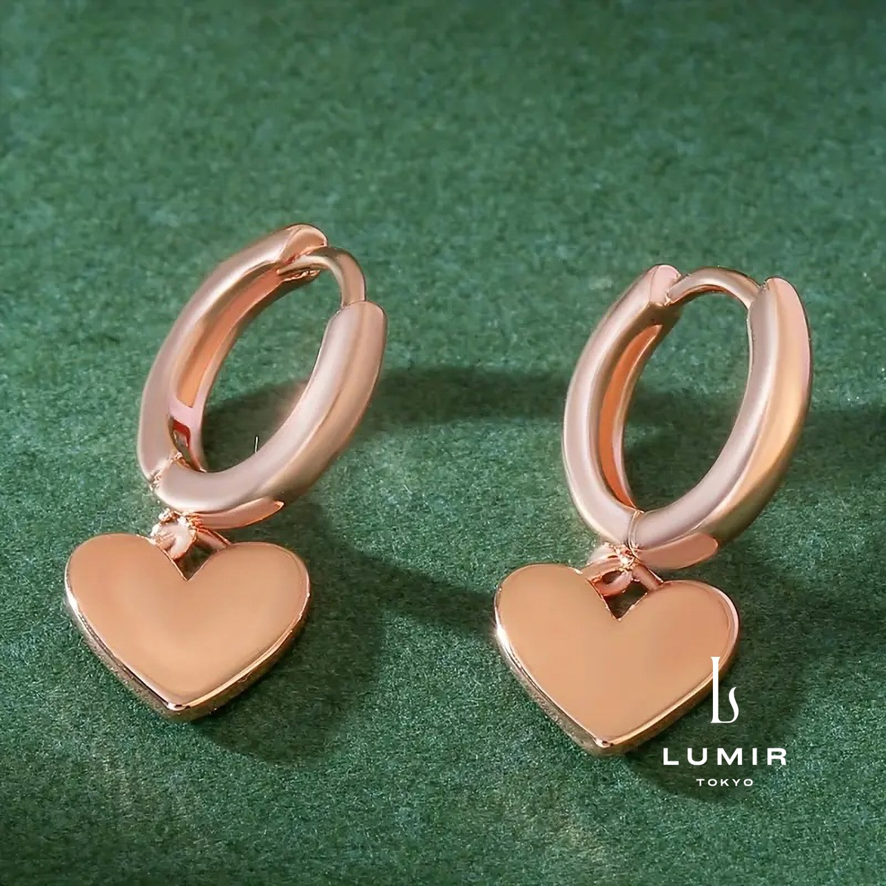 シンプルハートフープピアス