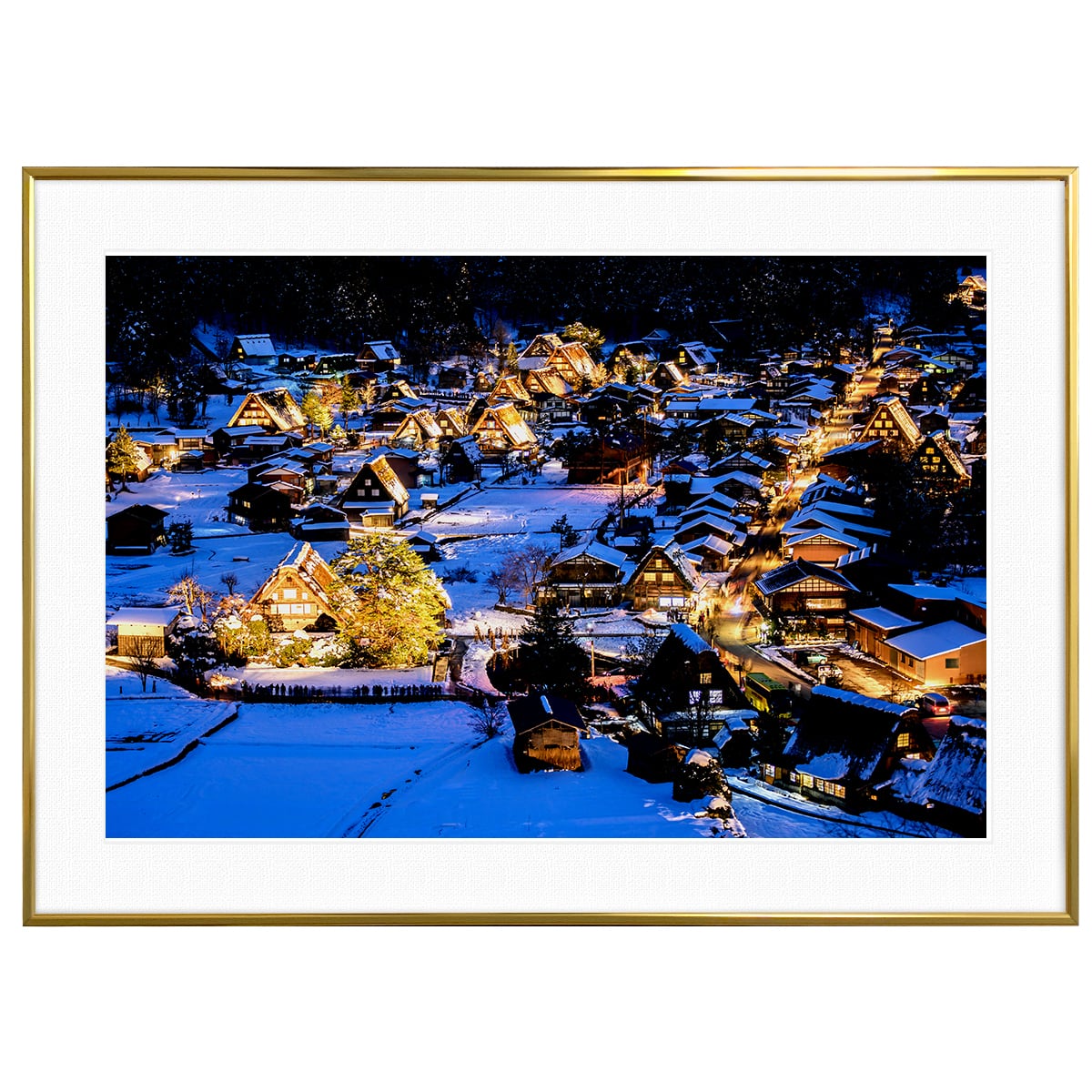 日本写真 岐阜県飛騨市 夜の白川郷 インテリア アートフォト