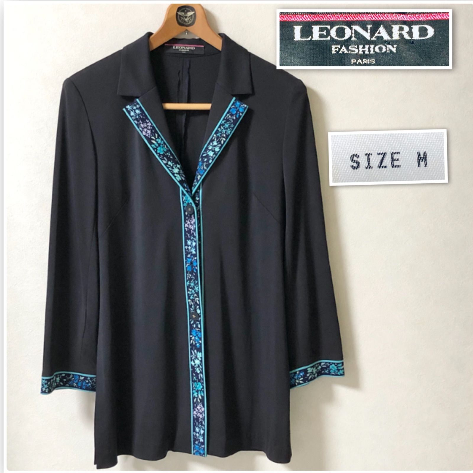 LEONARD レオナール 9AR SIZE レディース 花柄 ジャケットスカート セットアップ LEONARD L ストレッチ ジャケット 花柄 カンカン素材 ジャケット・アウター