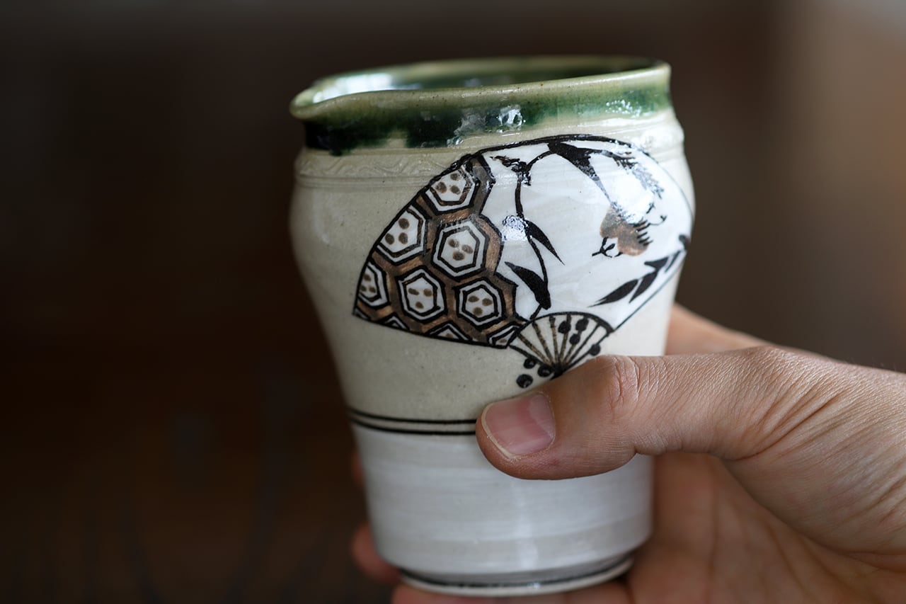 茶道具 筒茶碗 鼠志野 菊泉窯 田中源彦 茶碗｜陶芸