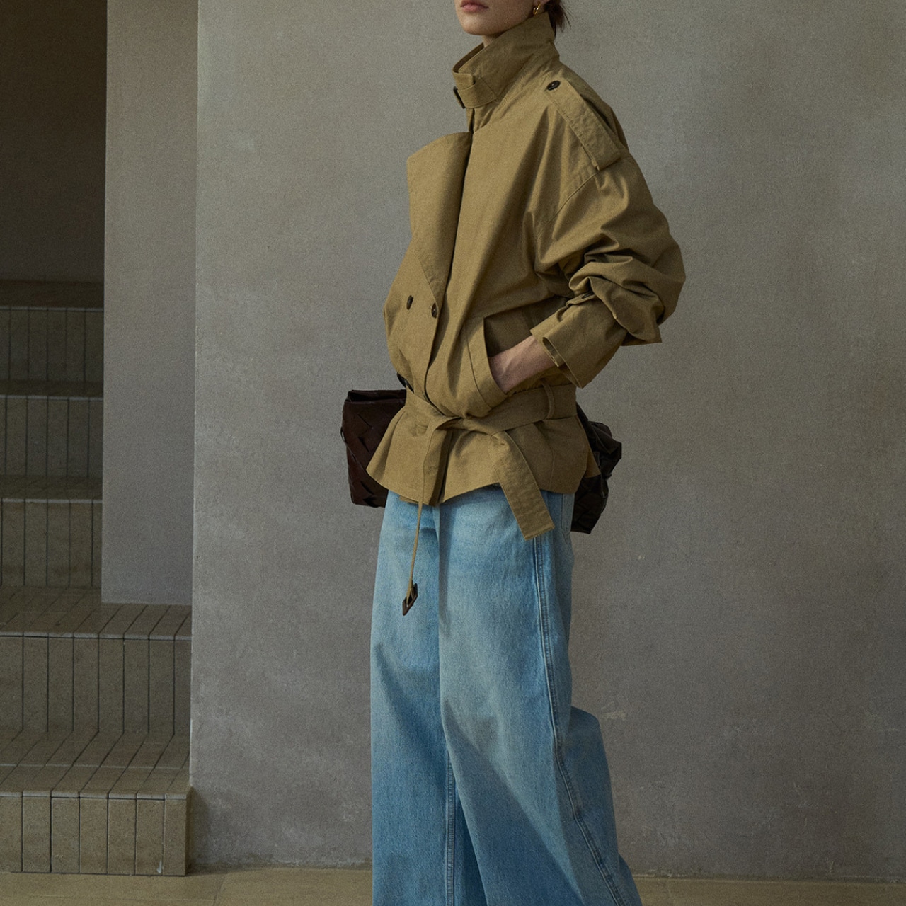 Oversized Cropped Trench T3613