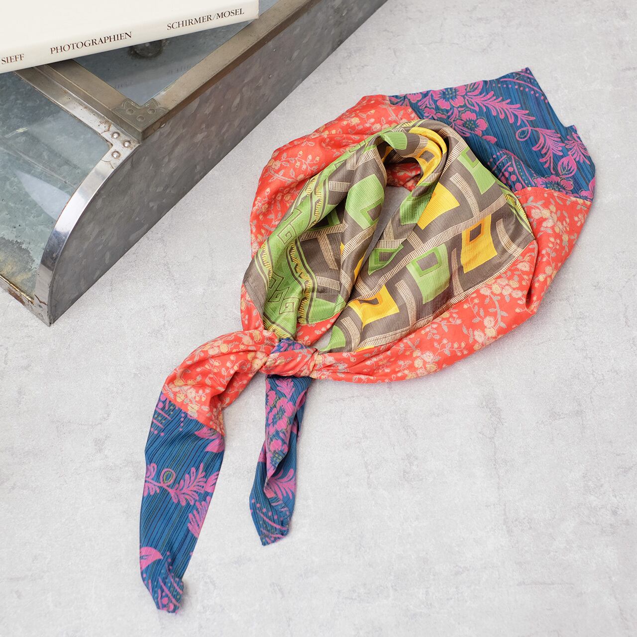 異国のヴィンテージ◎オールドサリーパッチワークスカーフ(26s-06)F