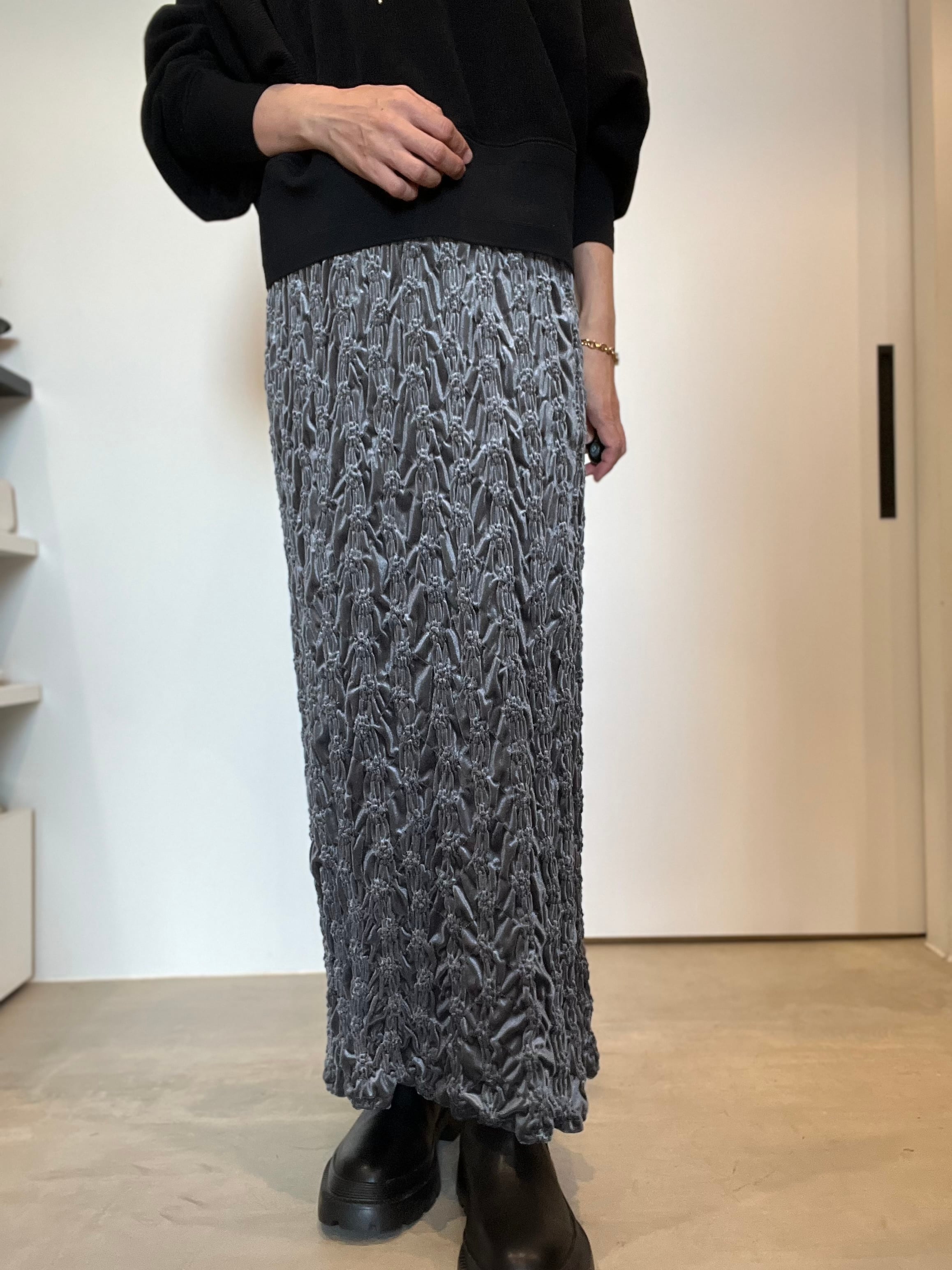 【SELECT】ベロアシャーリングタイトスカート