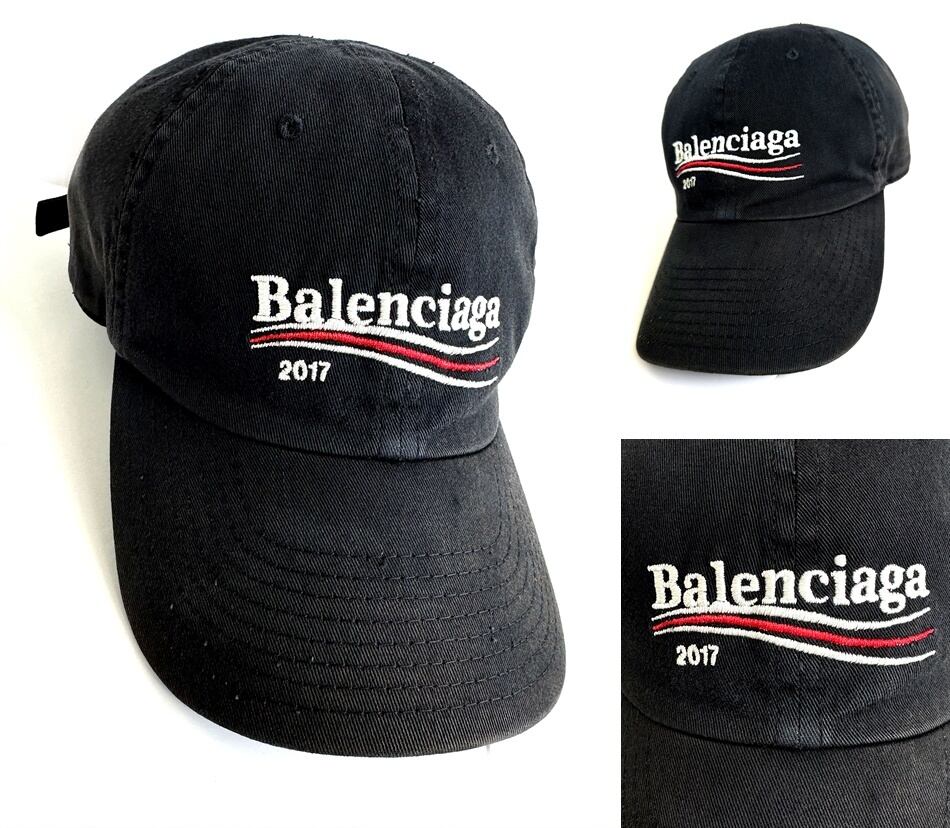 美品 バレンシアガ キャンペーン キャップ ブラック ロゴ 58 帽子 BALENCIAGA バレンシアガ 100周年記念 キャンペーン ロゴ キャップ