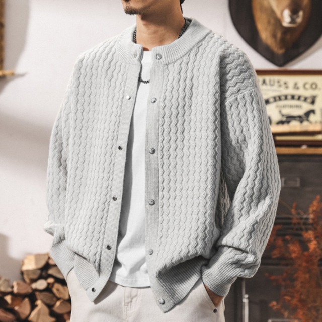 Single breast vintage cable knit cardigan ( 3color )