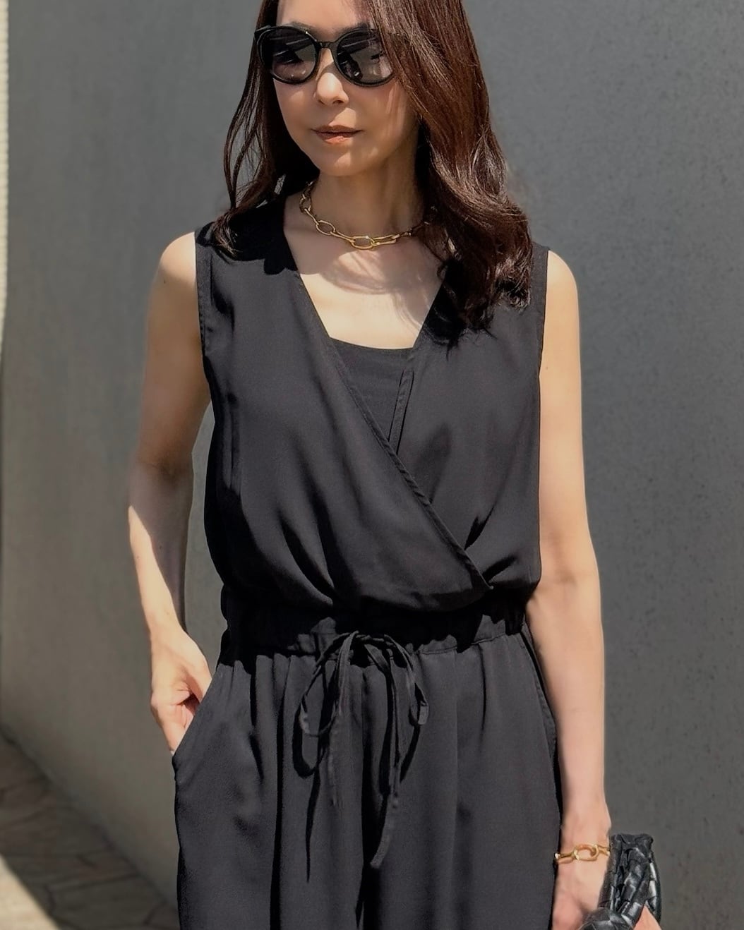 SYSORUS×akko3839 カシュクールオールインワン 黒 クリーニング済 SYSORUS × akko3839 カシュクールオールインワン SYJ-002 | SYSORUS