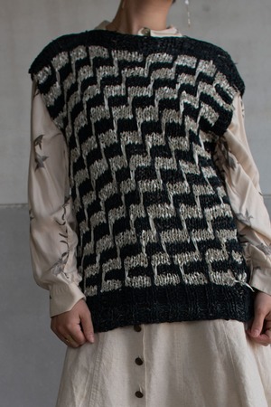 1970-80s Leather knit vest