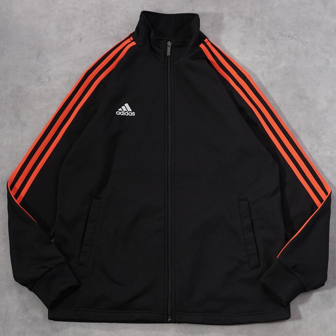 adidas アディダス トラックジャケット 古着 M 黒 オレンジ 19314