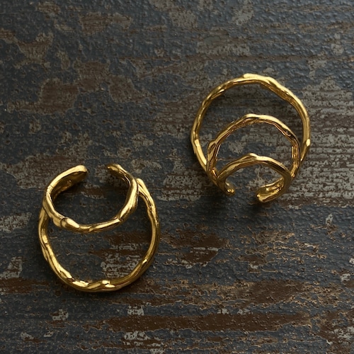 Ear Cuff- Melt Double＆Triple L(２２mm)GD /メルト２連・３連イヤーカフ L (２２mm）ゴールド・片耳用