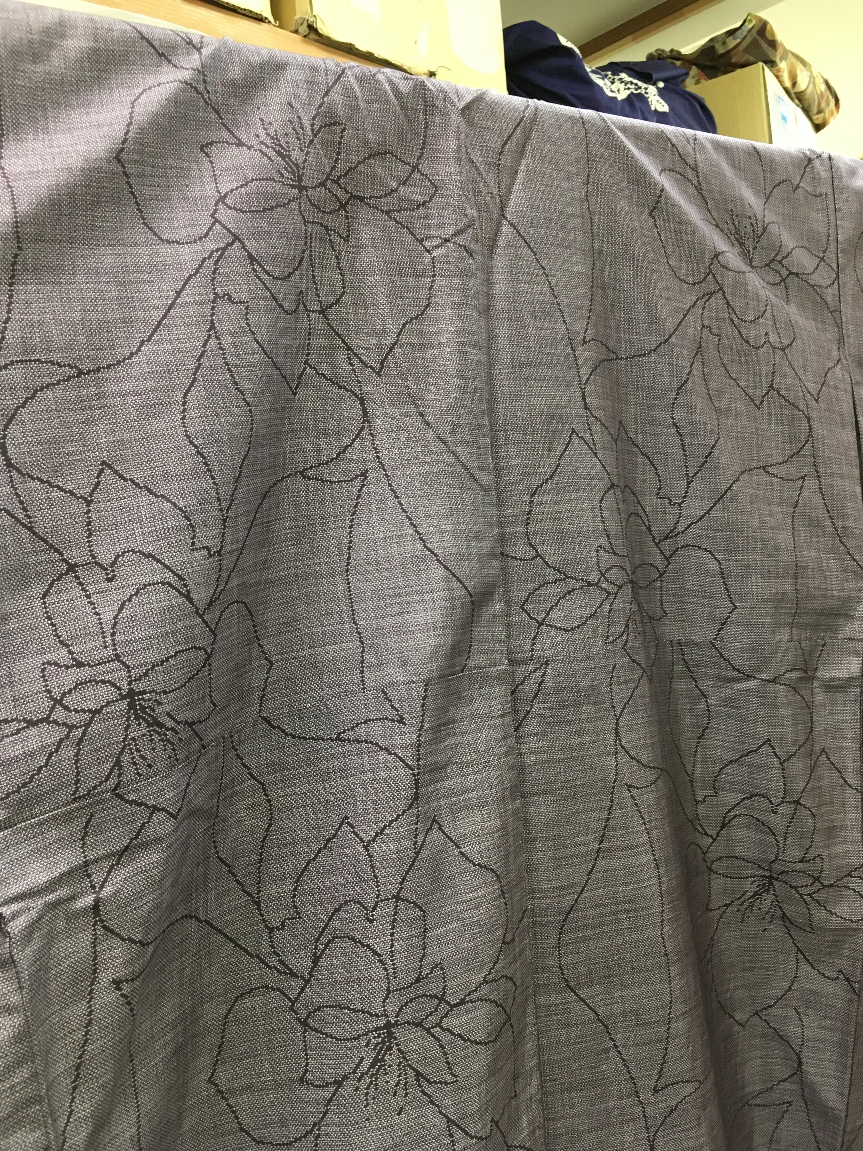 大島紬袷（紫地花）