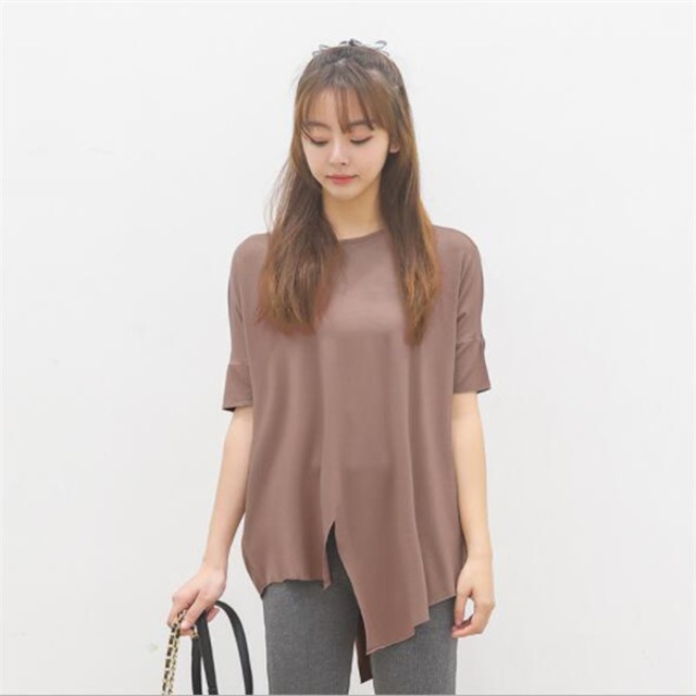 Ｔシャツ モダール 体型カバー 無地 レディースファッション 全５色