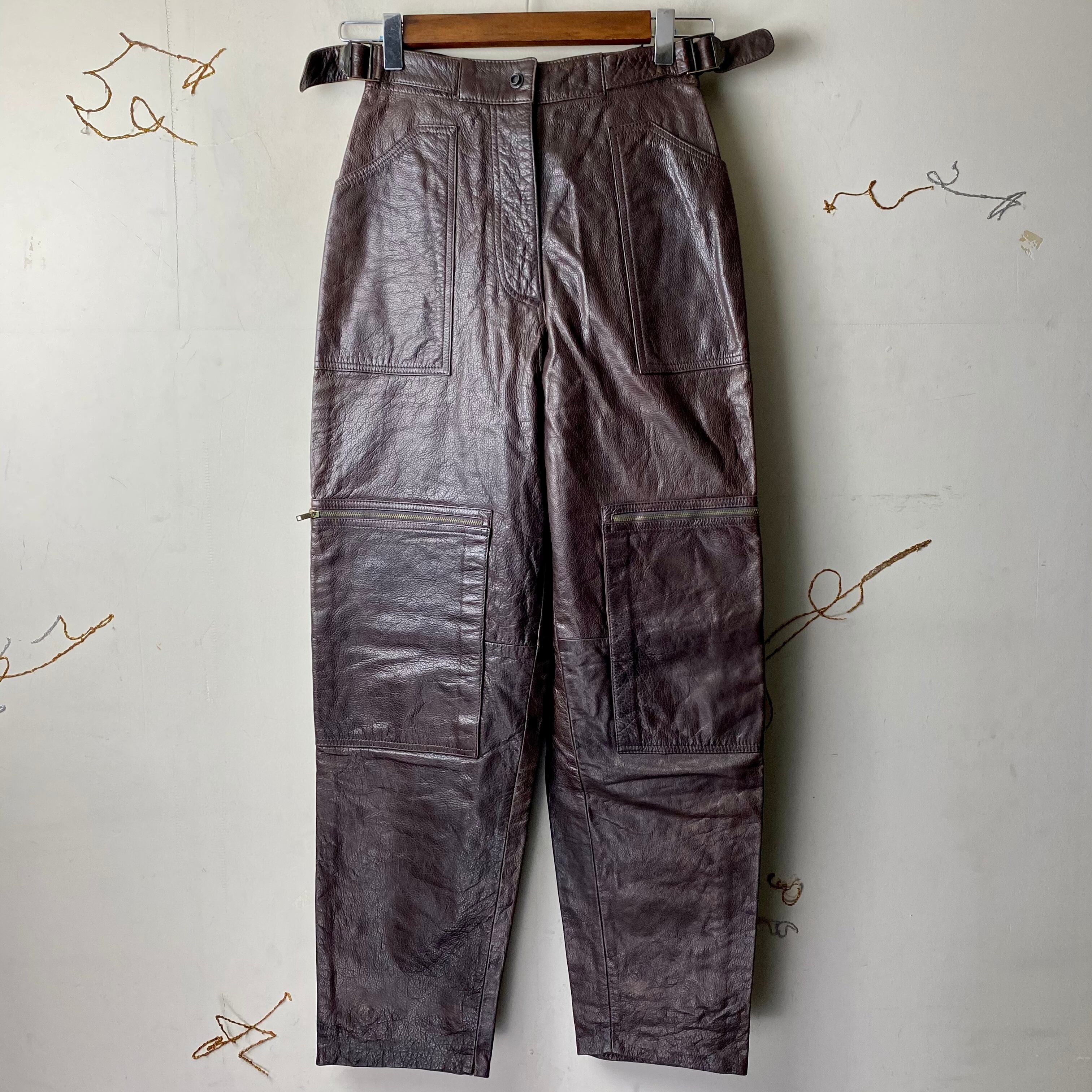 vintage MANI by GIORGIO ARMANI knee pockets leather pants | NOIR 