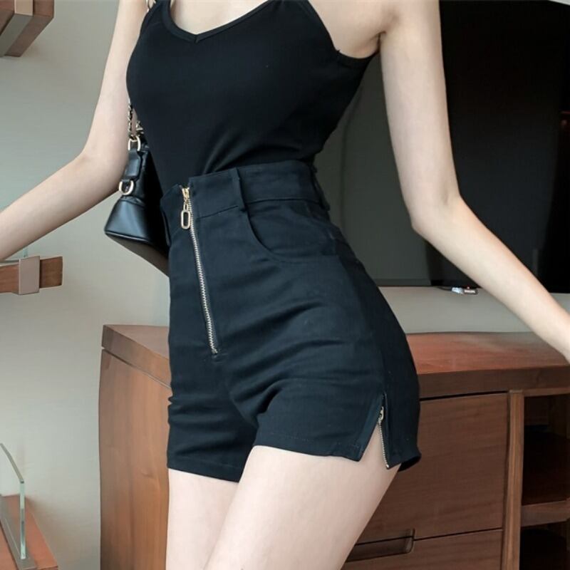 オータムウィンターブラックカジュアルショーツ パンツ 薄手ハイウェスト 秋物 冬物 ブルマー YY-ファッション52642922003