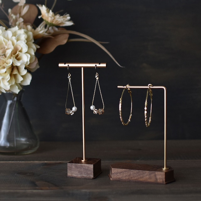 ピアス用 ディスプレイ スタンド ゴールド 1台 アクセサリー ネックレス フック