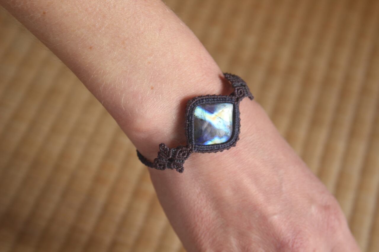 Multi color Labradorite micro macrame bracelet