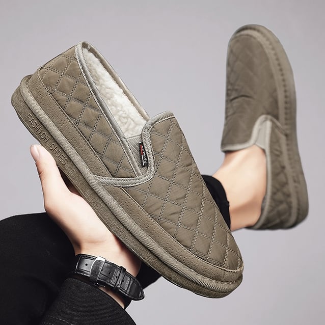 予約販売】スリッポン メンズ グレー/ベージュ/ブラック もこもこ