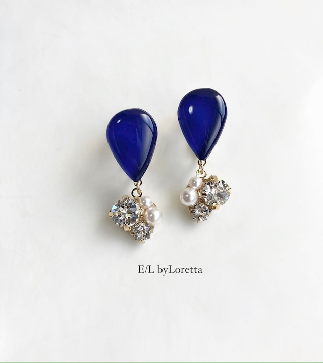 Color shizuku bijou pierce/earring(Blue)