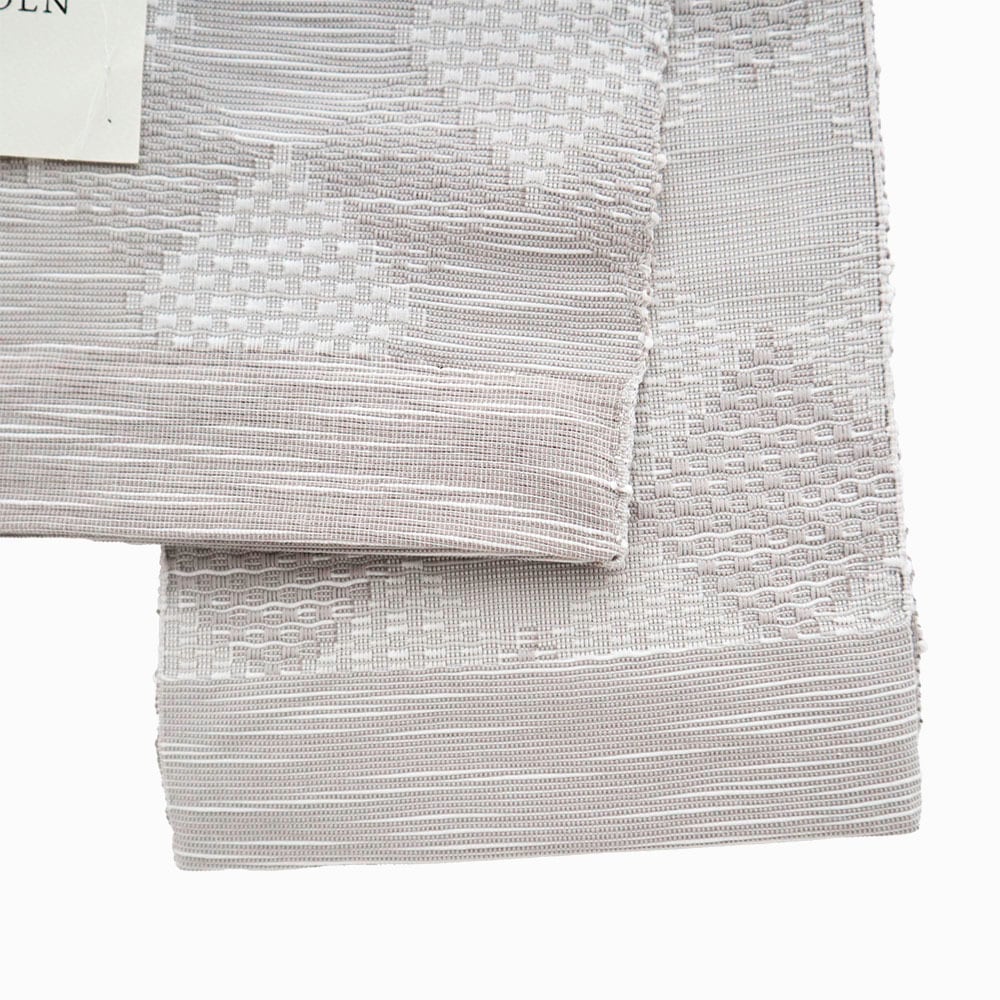 半巾帯 en coton「格子菱（こうしびし）」 snow gray | OLN web shop