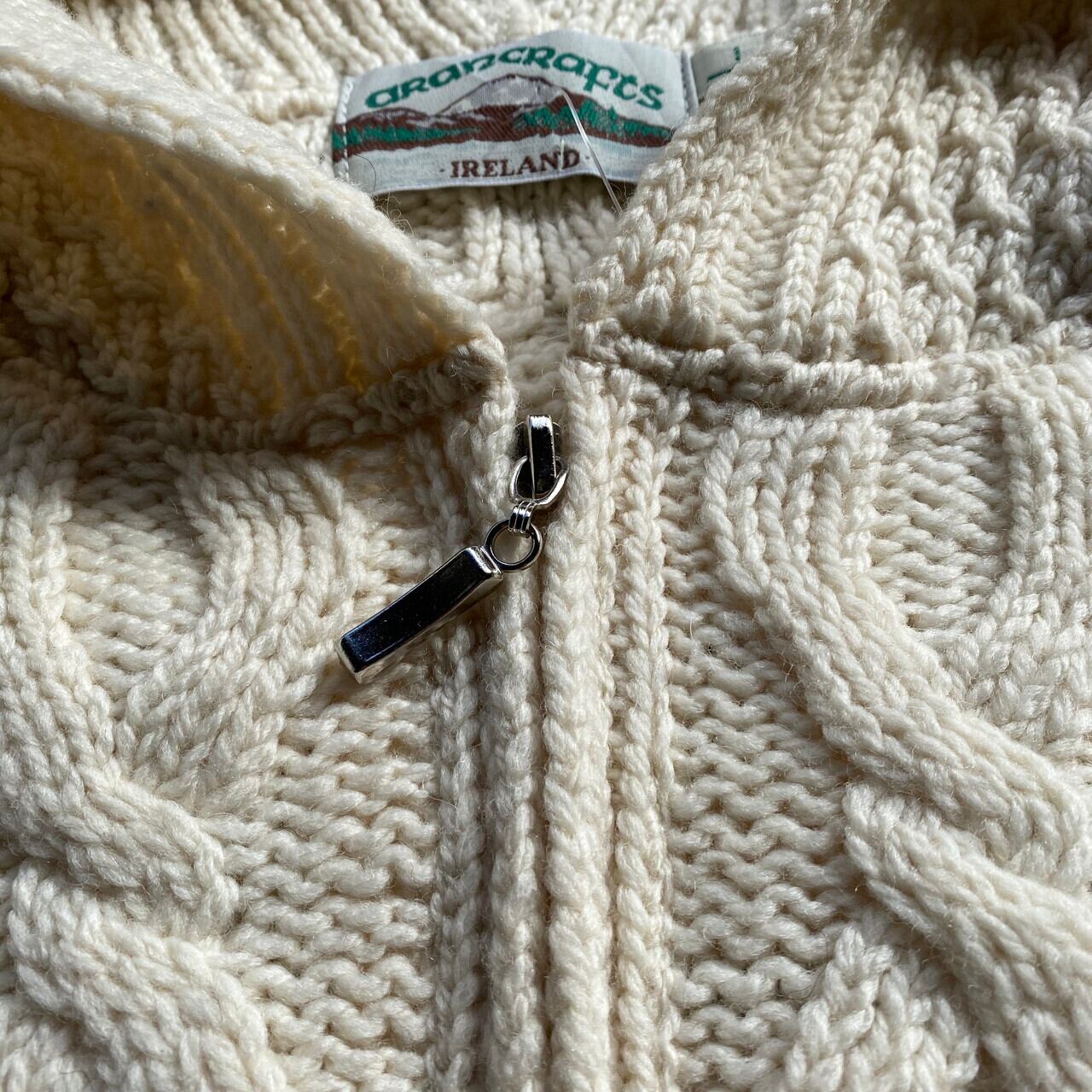 Aran Country アランニット セーター アメカジ アイルランド製 ケーブル編み ワインレッド (メンズ L)   N6278