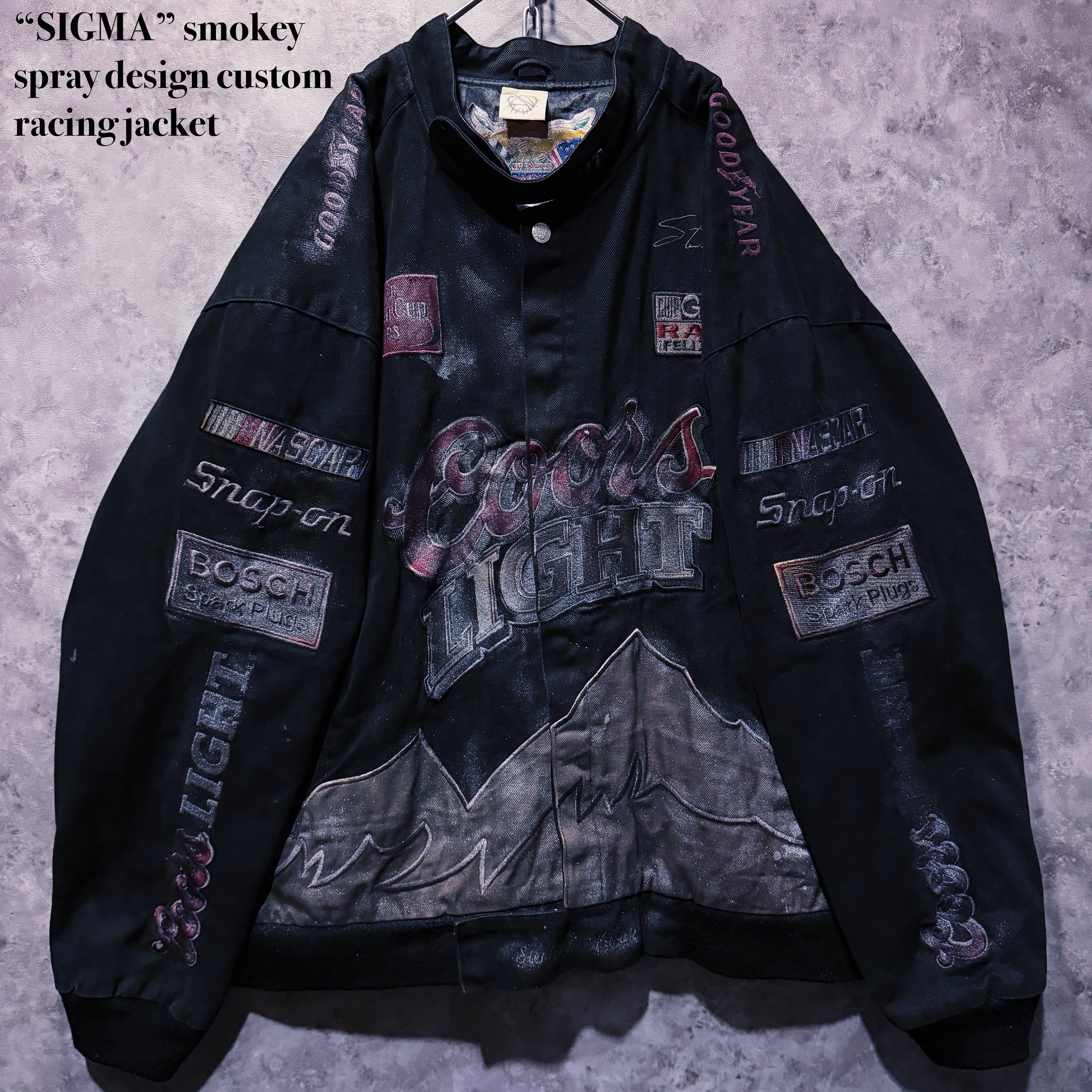 【 doppio】“SIGMA” smokey spray design custom racing jacket