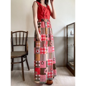 1970s Patchwork Print Sleeveless Dress