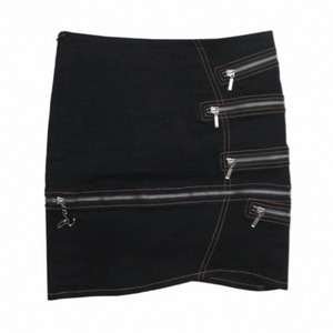 [OPEN AESTHETIC] Multi-Zip Black Cowboy Half Skirt