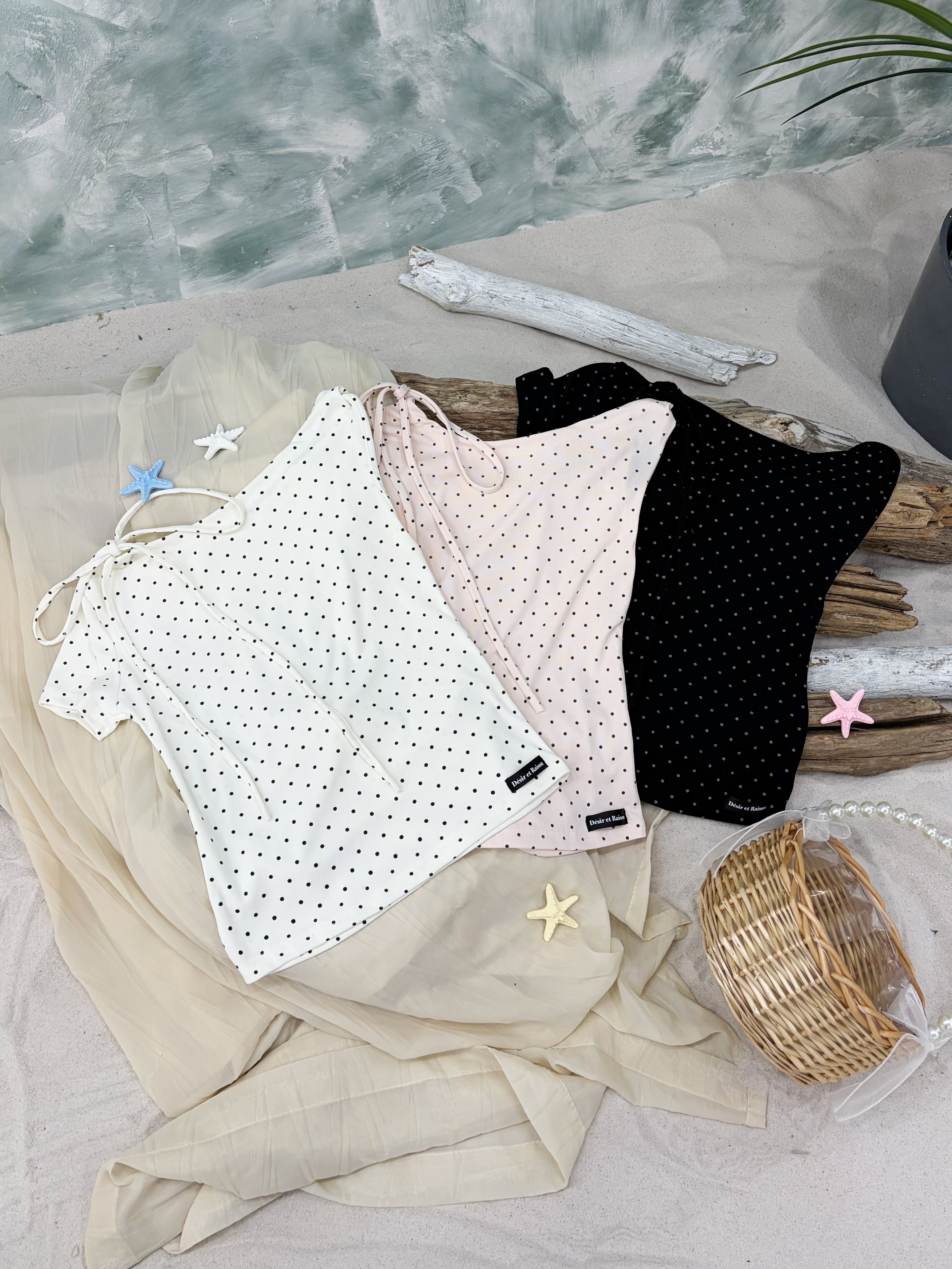 Dot One Shoulder Tops
