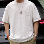 Crew Neck Short Sleeve T-Shirt with Patch Pocket ◇4color H0365