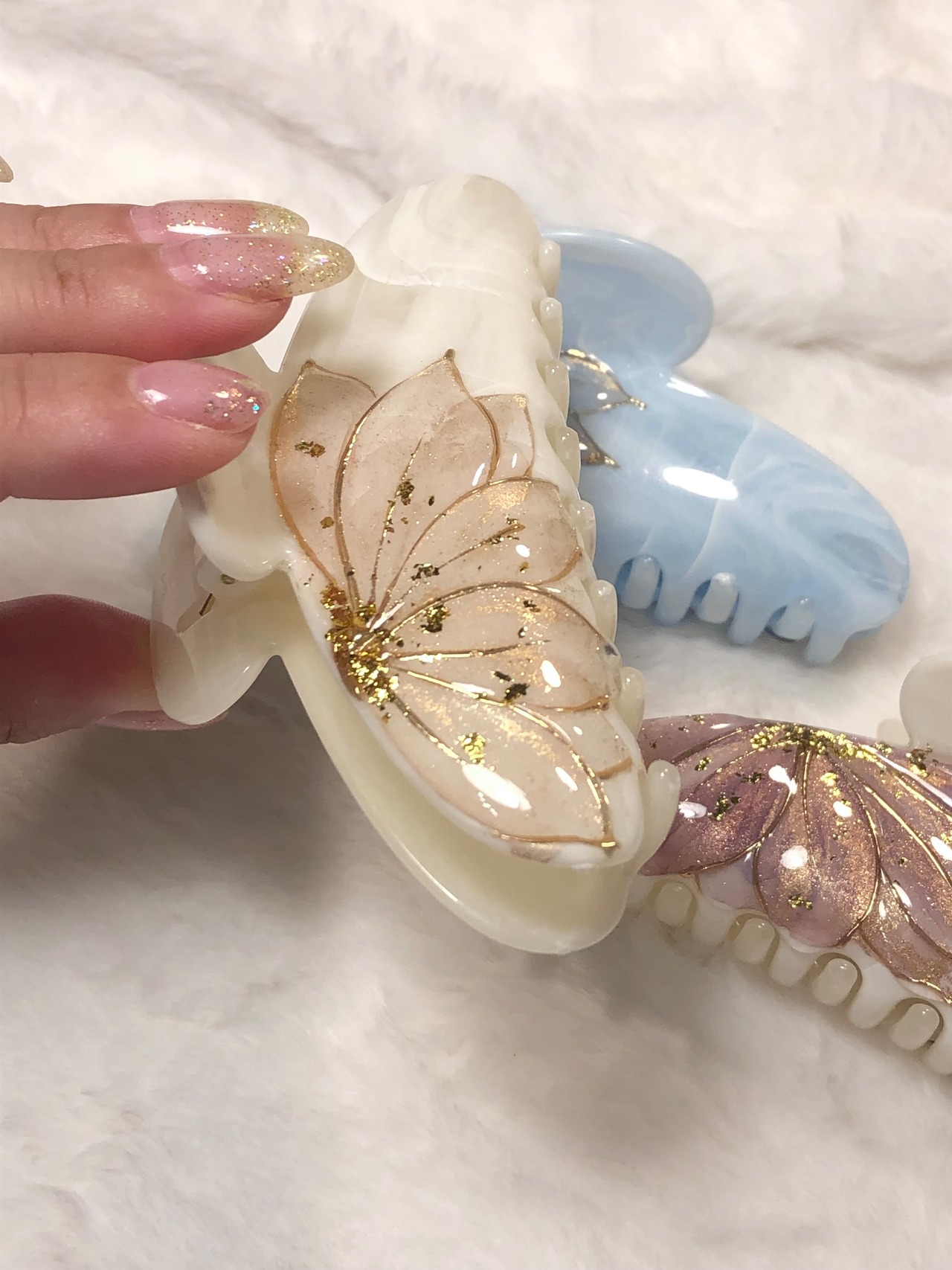【受注販売】プルルンフラワー　ヘアクリップ大サイズ　3色展開