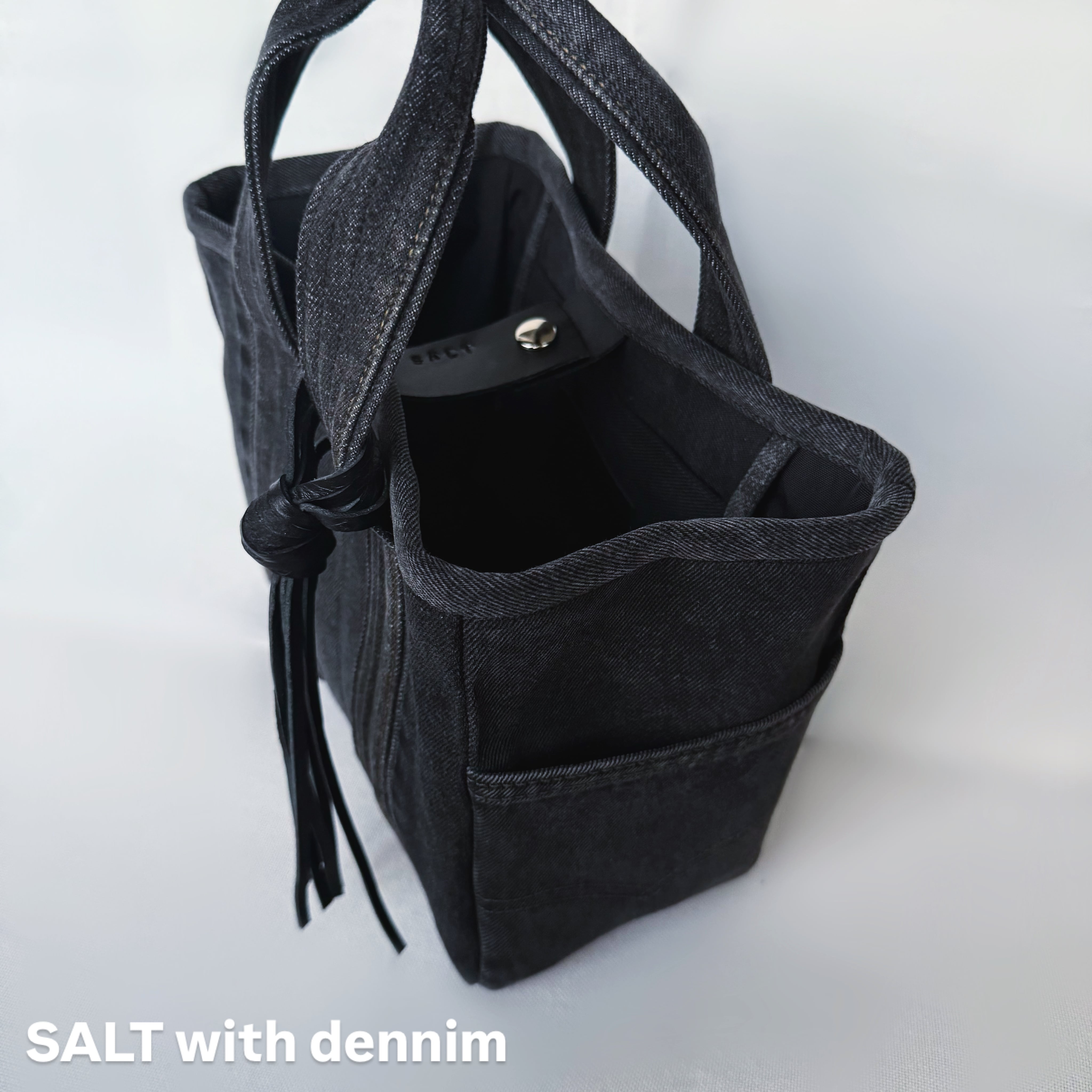 BlackDenimスクエアトートmini