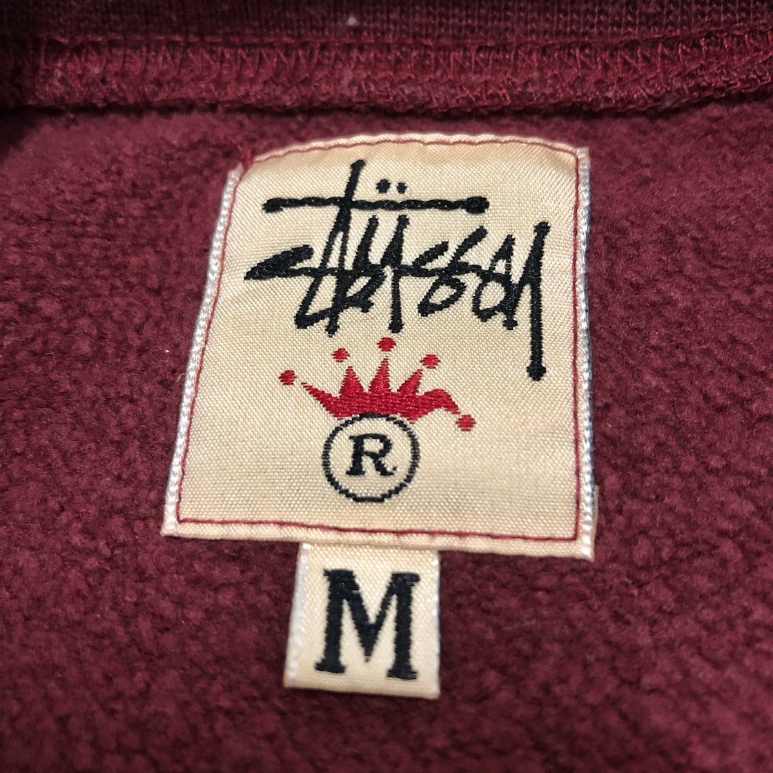 90s OLD STUSSY/S Logo Sweat/OZ製/白タグ/M/Sロゴスウェット/ボルドー 