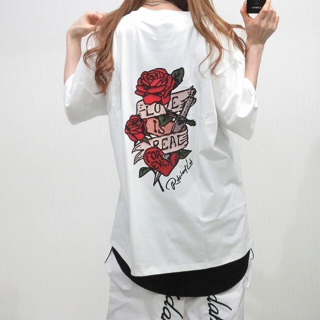 Back タトゥ ローズ バラ柄 薔薇 Tシャツ 綿100％ | @YUG ～ project