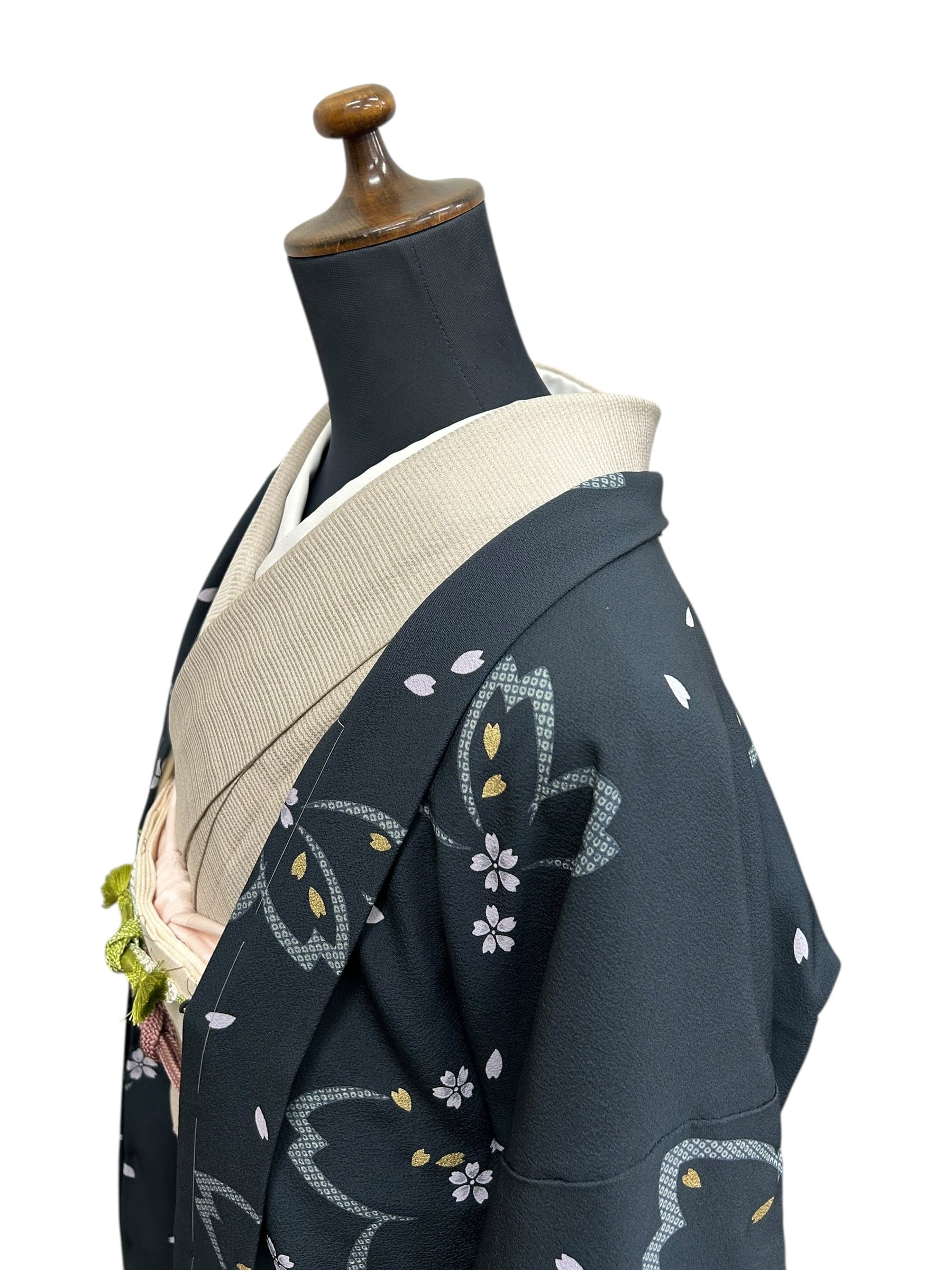 ロング丈羽織 百入茶色 桜柄 三松 裄丈 69㎝ K3725 | 着物 ひょうたん堂