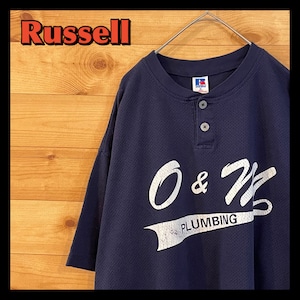 【Russell】ヘンリーネック メッシュ Tシャツ USA古着 オーバーサイズ