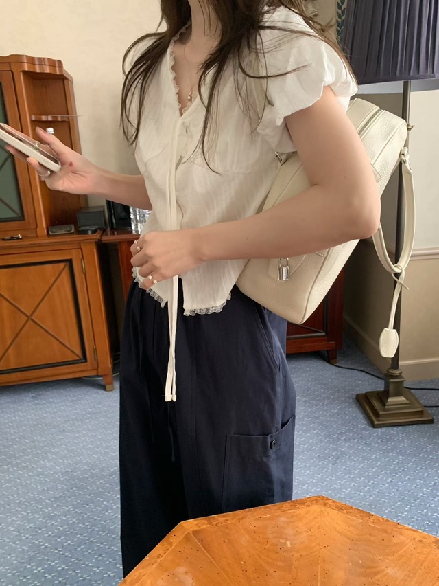 (予約) mellounge / Terry puff blouse 1color