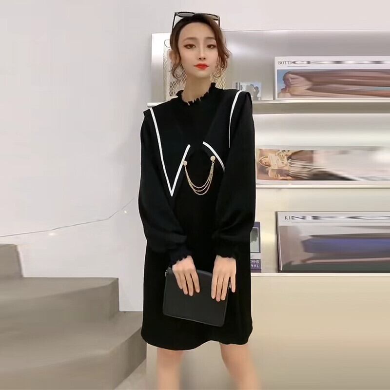 スプリングチェーン ドレス 大きめサイズ 春物 ミックスインファッション56217588610