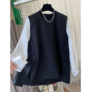 STRIPED SHIRT SWEATSHIRT WITH SIDE SLIT DETAIL M-14420