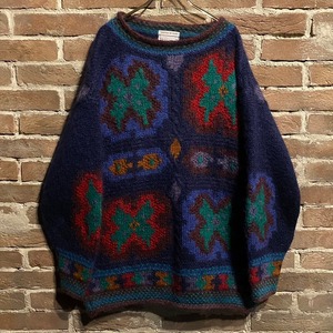 【Caka act3】Flower Motif Vintage Loose Mohair Mix Knit