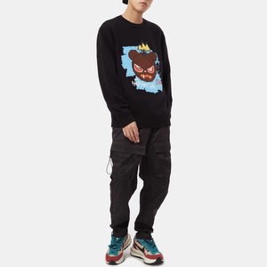 送料無料【HIPANDA ハイパンダ】メンズ バスキア パロディ セーター MEN'S BASQUIAT PARODY JACQUARD SWEATER / ORANGE・BLACK