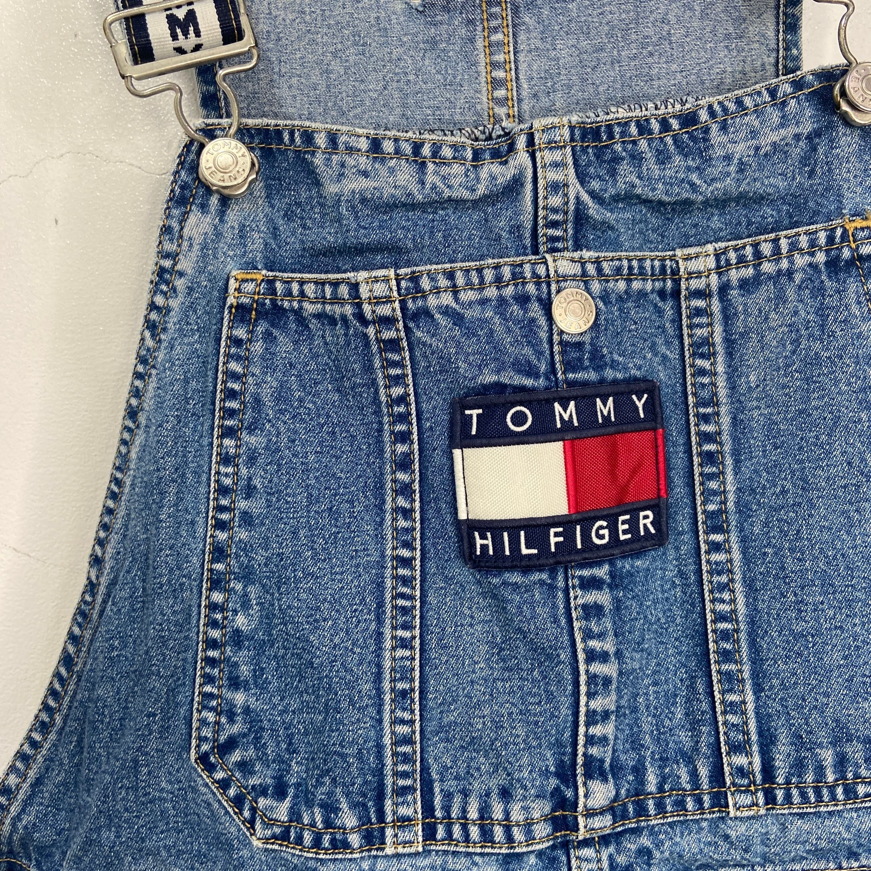 90s TOMMYJEANS トミーヒルフィガー デニムオーバーオール 中濃 M 