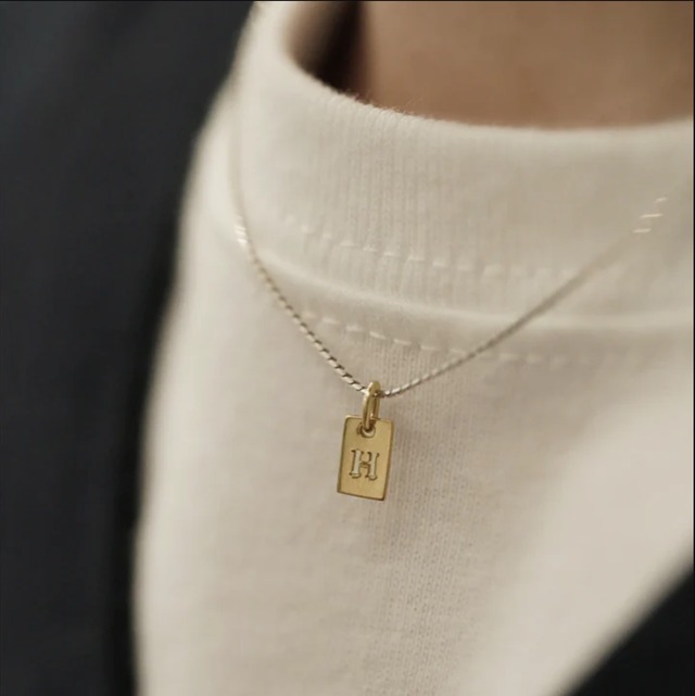 シルバー コンビ イニシャル タグ ネックレス / Silver Combi Initial Tag Necklace