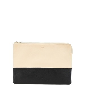 セリーヌ バイカラー クラッチバッグ ベージュ ブラック レザー レディース CELINE 【中古】
