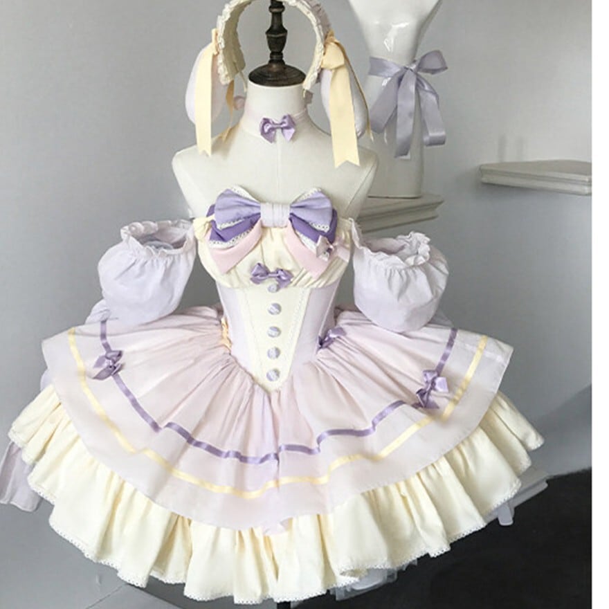 アイドルグループ衣装 甘ロリリボンミニドレス 多色展開 生誕祭